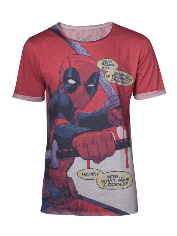 Офіційна футболка Deadpool - All Over Men's T-shirt With Roll-Up Sleeves – XL